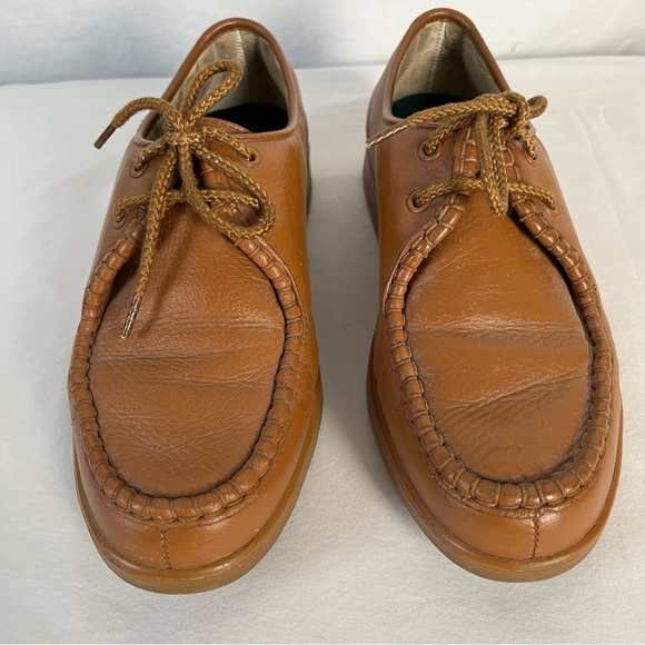 Vintage 70s Florsheim Comfortech men’s 9EEE beige leather derbies rubber soles - Picture 14 of 16